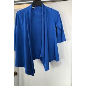 Tudor Court Blue Open Front Cardigan top 3/4 sleeves size Small